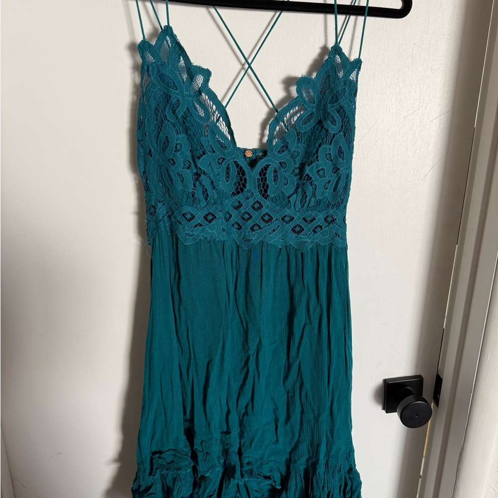 Free People Teal Adella Lace Dress